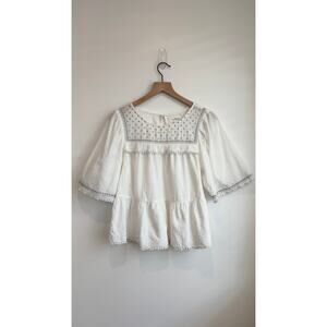 Velvet by Graham & Spencer Off-White Peasant Top Size Small